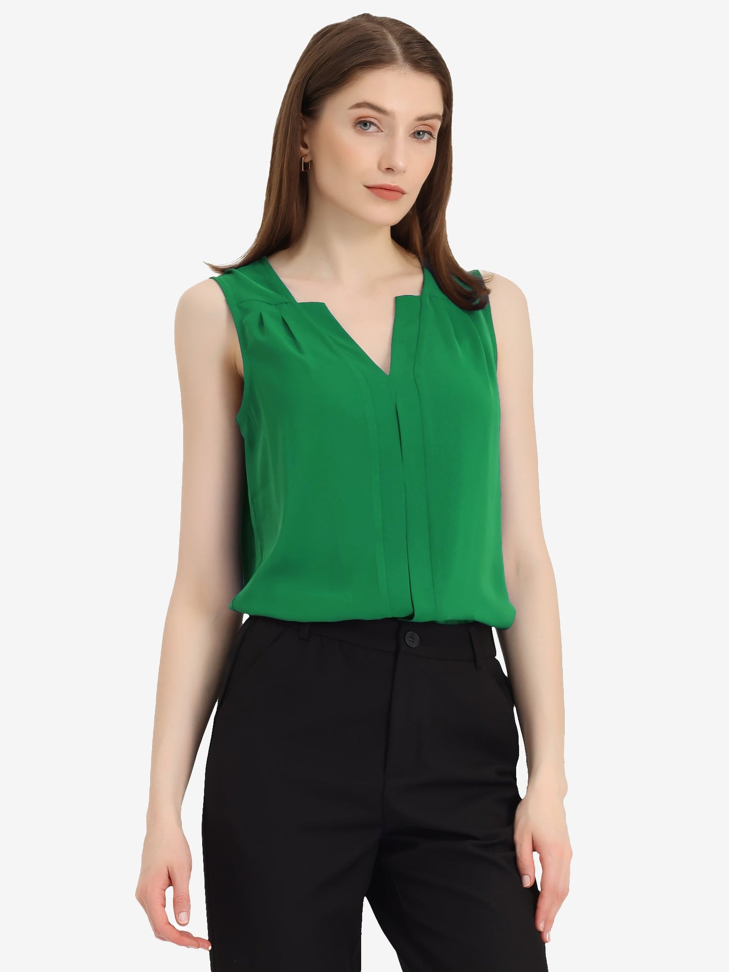 Effortless Blouses for Women with V Neck Sleeveless Relaxed Flowing Tank Top Style