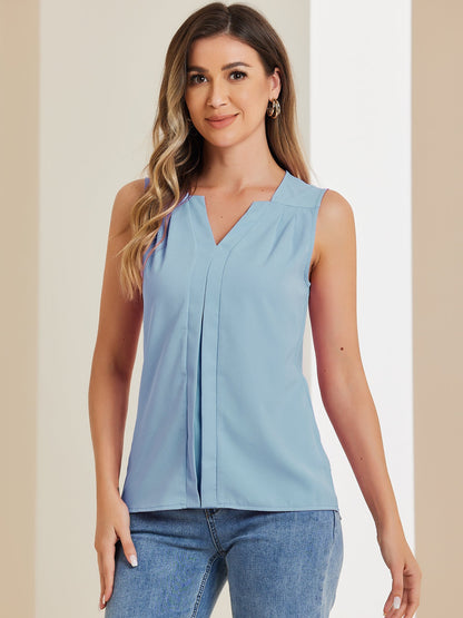 Effortless Blouses for Women with V Neck Sleeveless Relaxed Flowing Tank Top Style