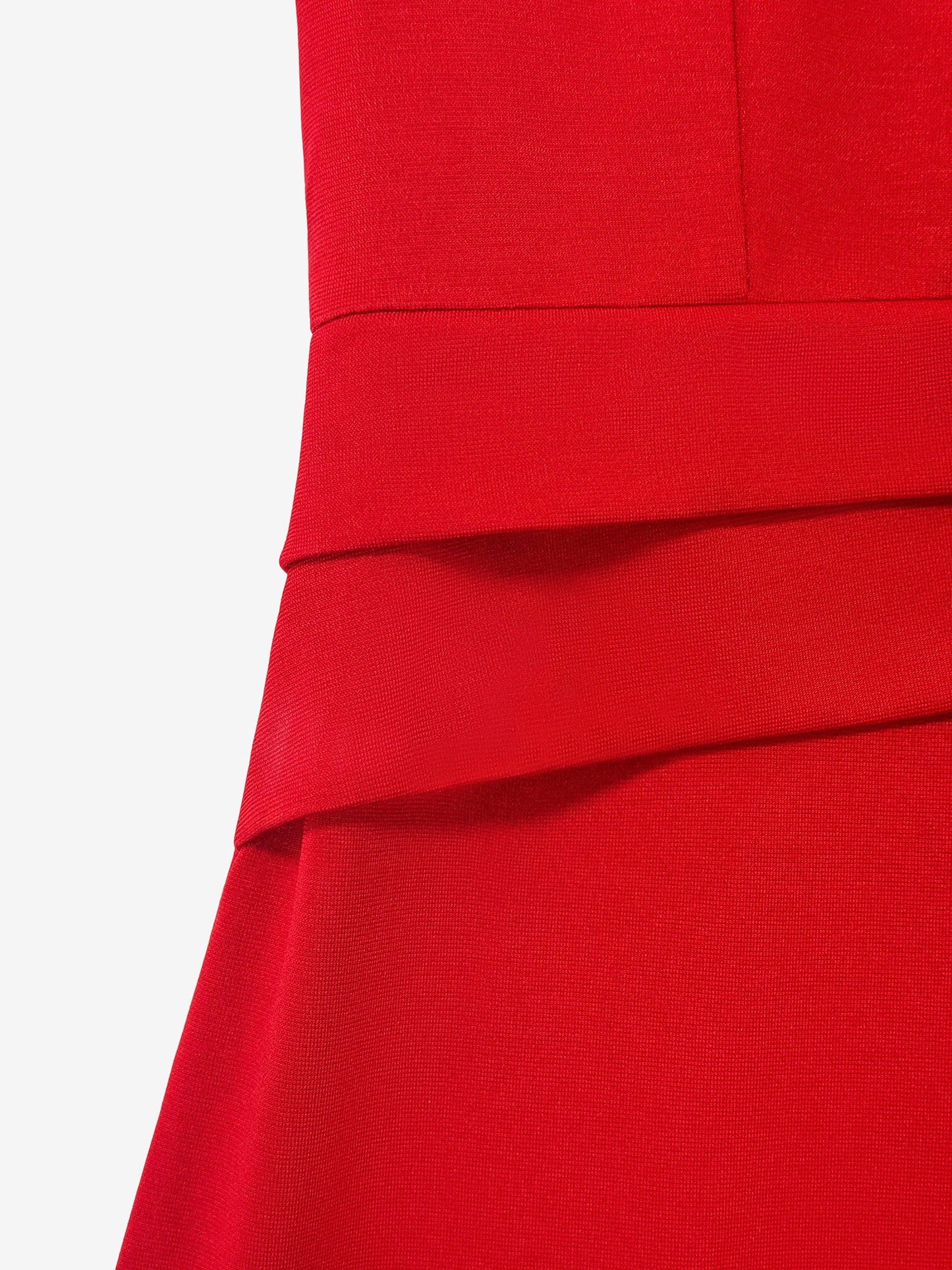 Elegant Red Dress for Women with Round Neck Elbow Sleeve Peplum Bodycon Midi Style