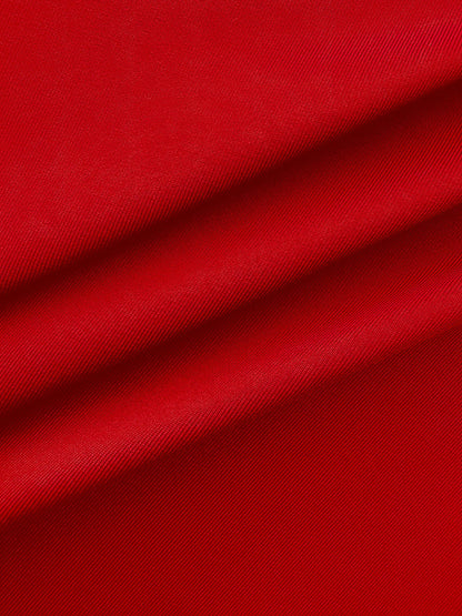 Elegant Red Midi Dress for Women with Crew Neck Sleeveless Twist Waist High Low Hem