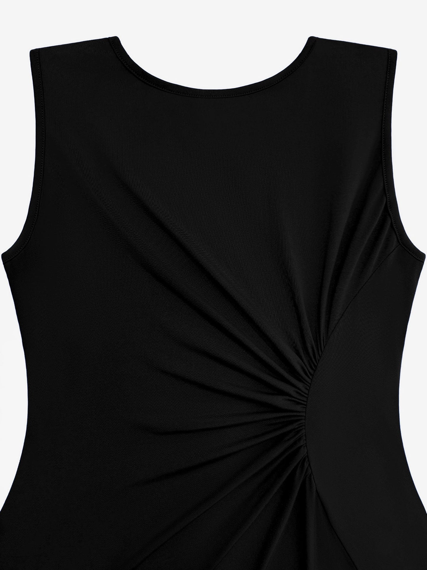 Elegant Little Black Dress for Women with Twist Waist Sleeveless High Low