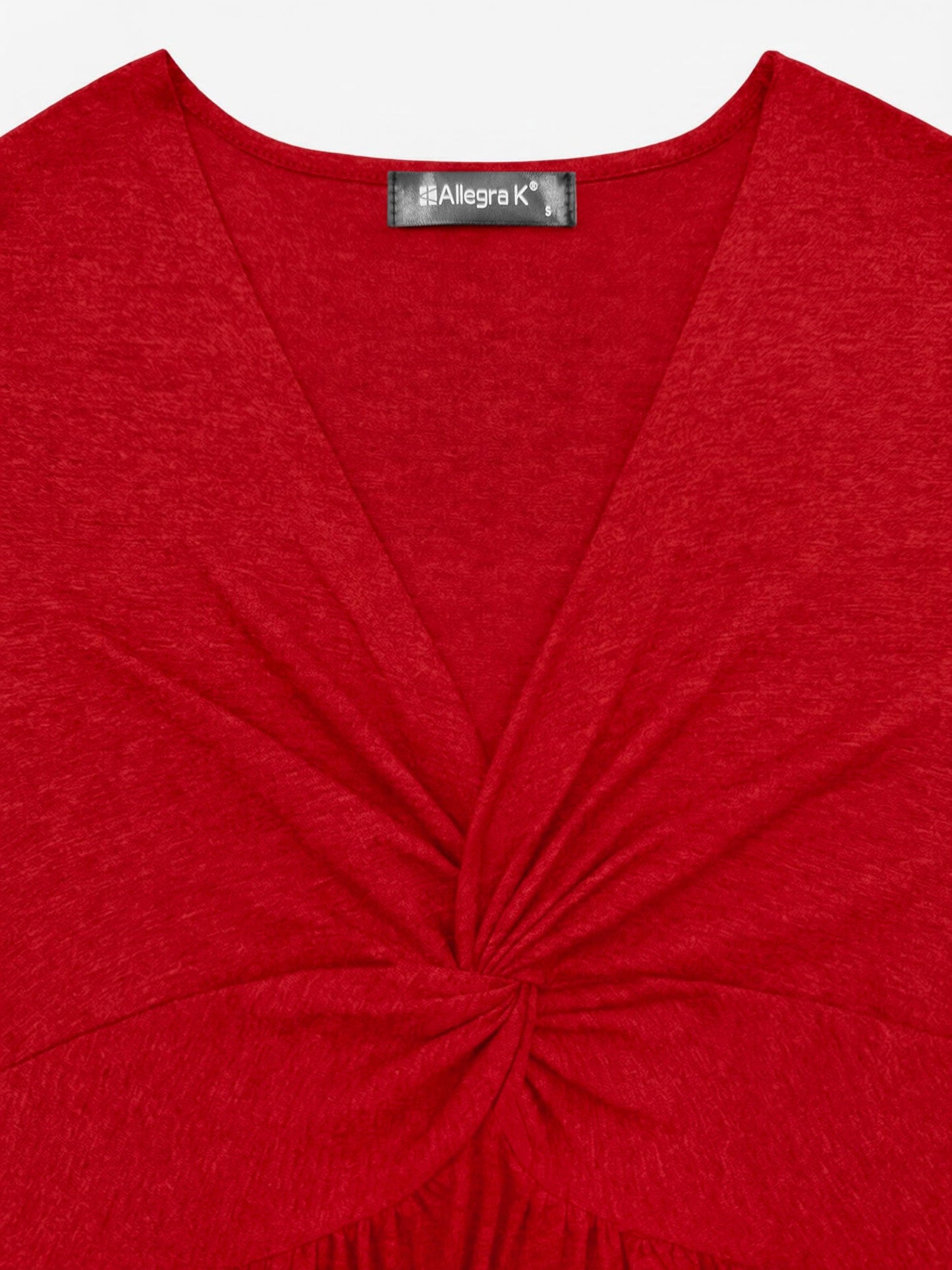 Elegant Red Dress for Women with V Neck Twist Front Short Sleeve Mini Style