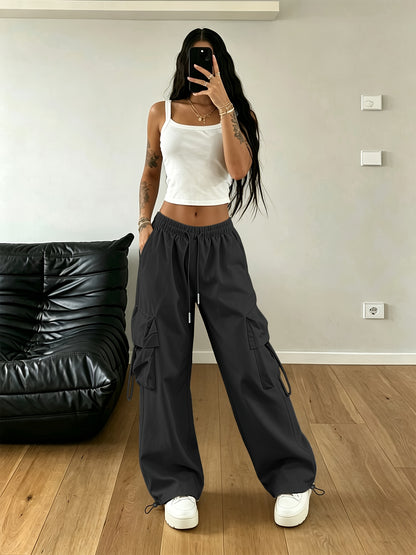 Effortless Cargo Pants for Women with Drawstring Waist Wide Leg Style