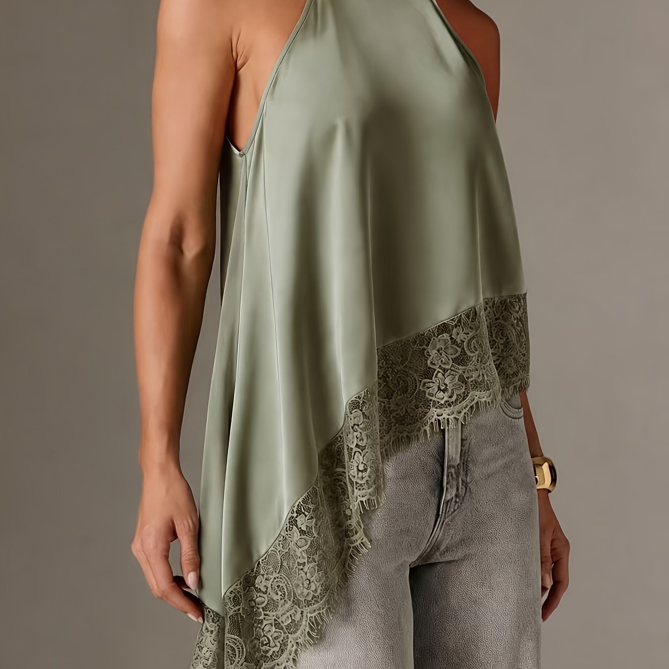 Effortless Going Out Top for Women with Asymmetric Fringe Halter Style
