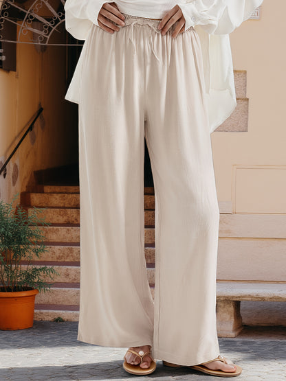 Effortless Linen Wide Leg Pants for Women with High Waist Flowing Relaxed Casual Style