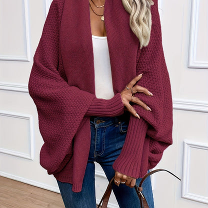 Comfortable Waterfall Knit Cardigan for Women with Shawl Collar Dolman Sleeve Oversized Relaxed Style