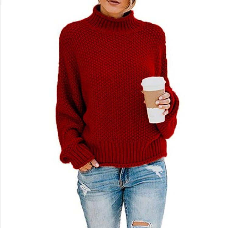Cozy Chunky Knit Sweater for Women with Turtleneck Long Sleeve Oversized Relaxed Style