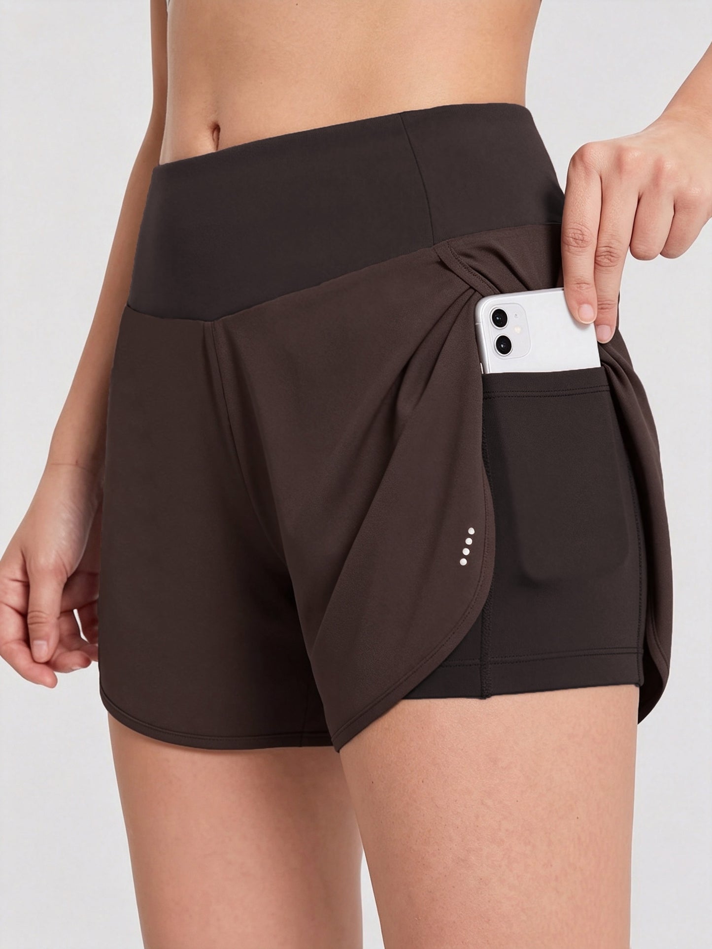 Effortless Running Shorts for Women with High Waist Side Pocket Curved Hem Athletic Style