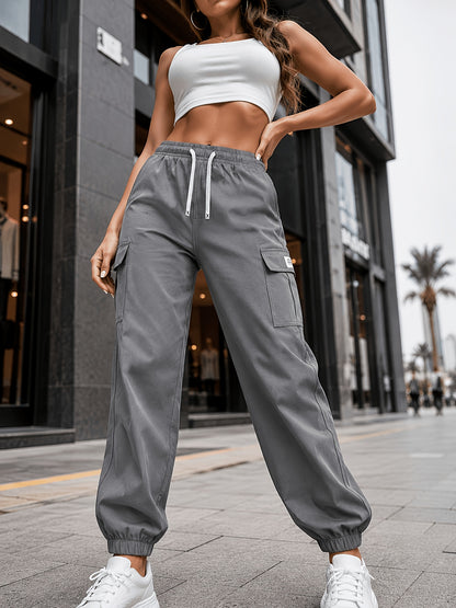 Effortless Cargo Pants for Women with High Waist Drawstring Jogger Relaxed Style