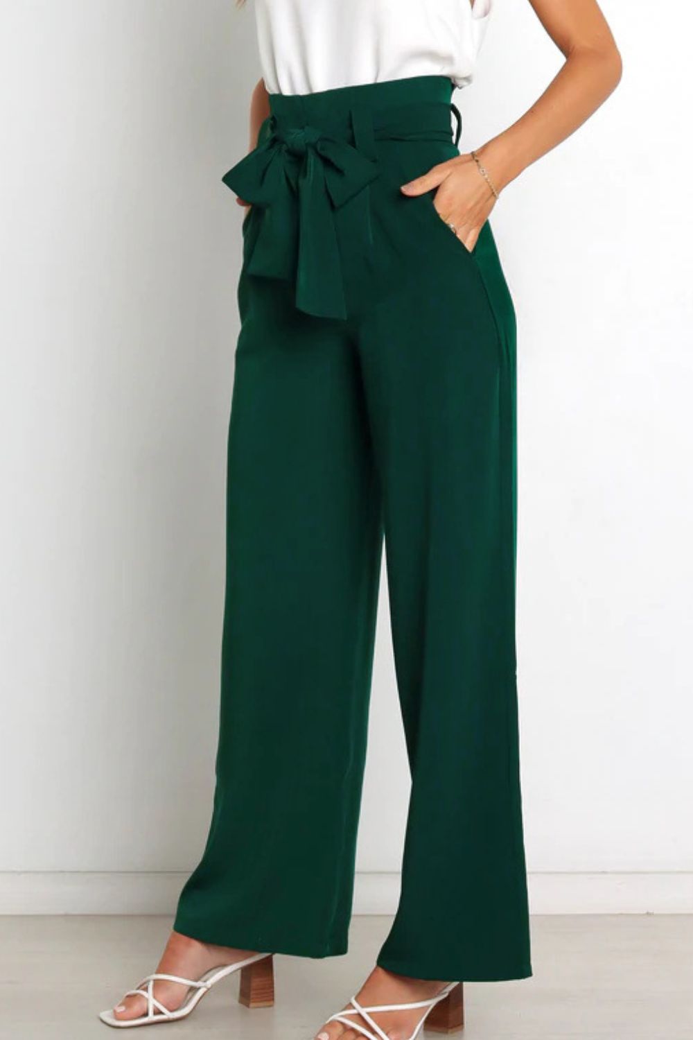Effortless Wide Leg Pants for Women with High Waist Paperbag Belted Tapered Relaxed Style
