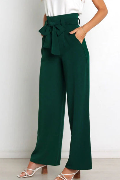 Effortless Wide Leg Pants for Women with High Waist Paperbag Belted Tapered Relaxed Style