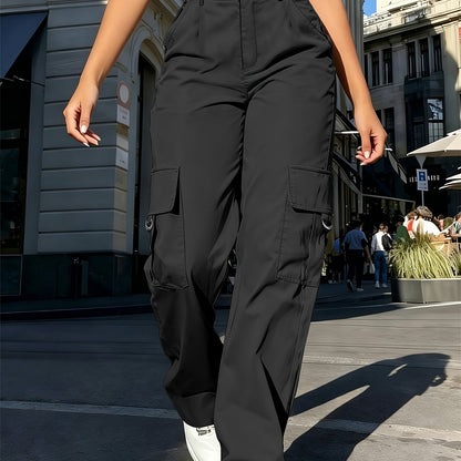 Effortless Cargo Pants for Women with High Waist Drawstring Wide Leg Relaxed Style