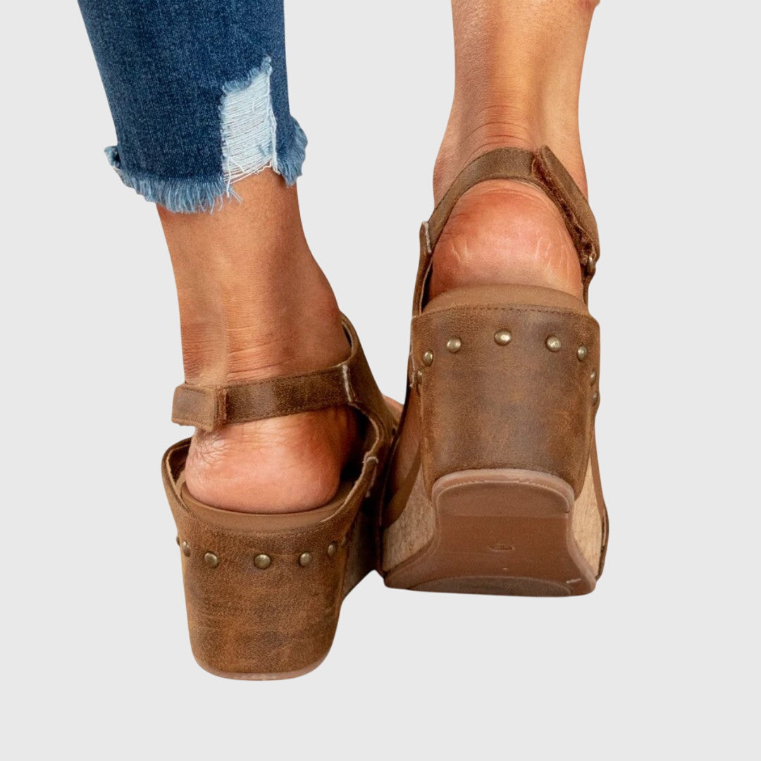 Comfortable Orthopedic Sandals for Women with Crossover Strap Cork Wedge Platform Open Toe Casual Style