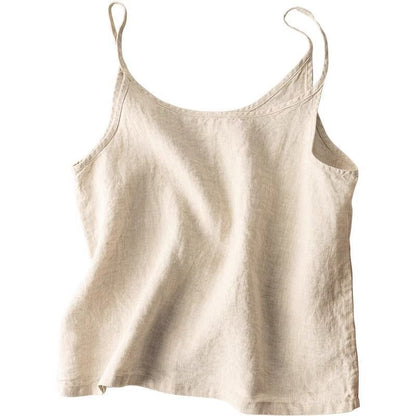 Chic Camisole Tank Top for Women with Spaghetti Strap Scoop Neck Linen Relaxed Summer Style
