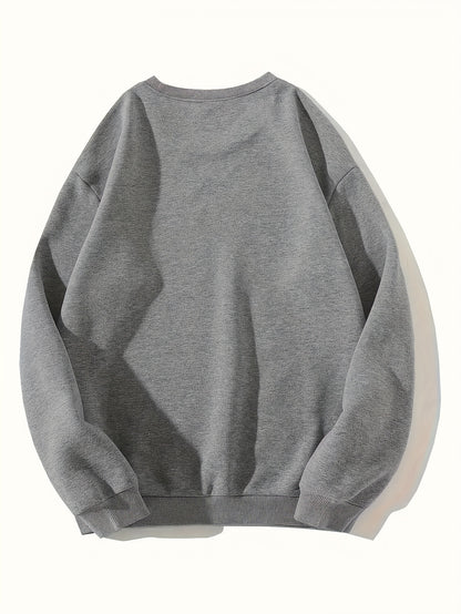 Comfortable Khaki Leopard Print Women's Christmas Sweater with Crew Neck Long Sleeve Drop Shoulder Oversized Knit Style