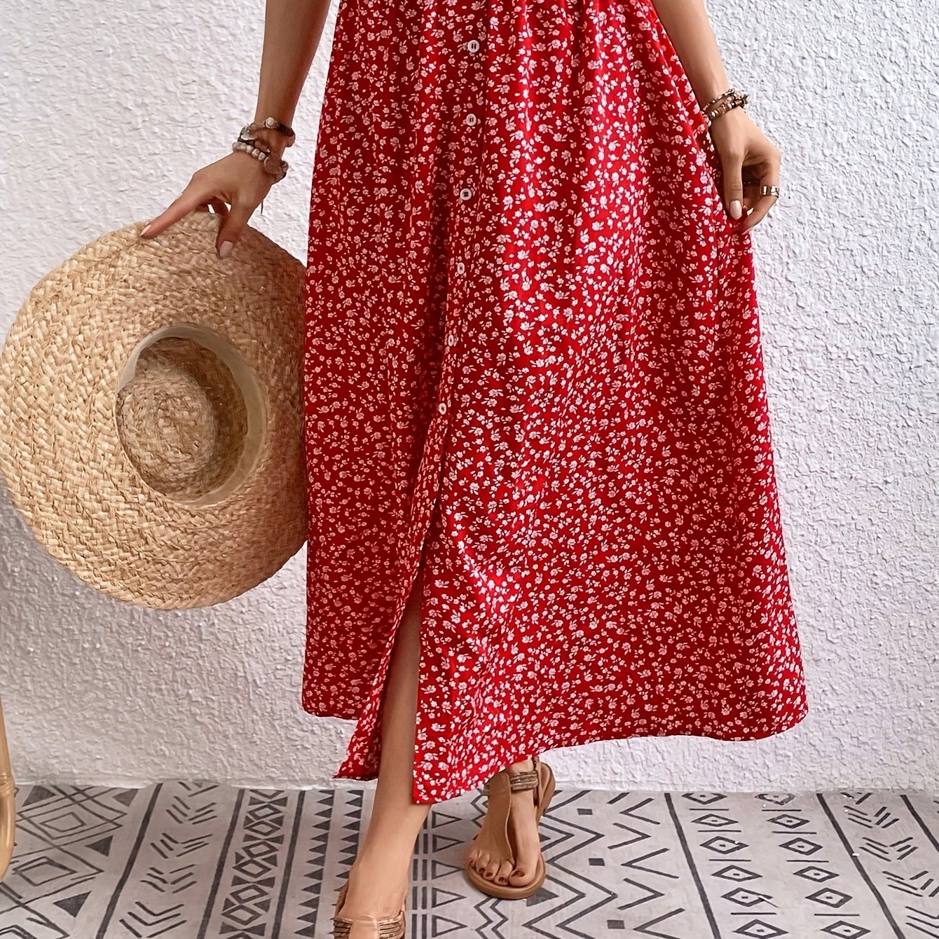 Vivian | Stylish Floral Midi Skirt for Women with Button Front Detail