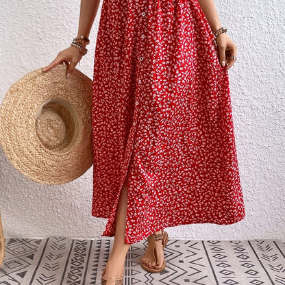 Vivian | Stylish Floral Midi Skirt for Women with Button Front Detail
