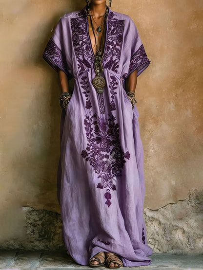 Effortless Floral Maxi Dress for Women with V-Neck Tiered Skirt Casual Summer Style