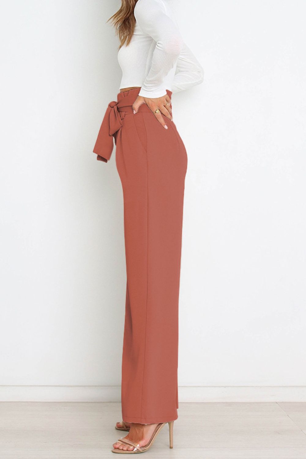 Effortless Wide Leg Pants for Women with High Waist Paperbag Belted Tapered Relaxed Style