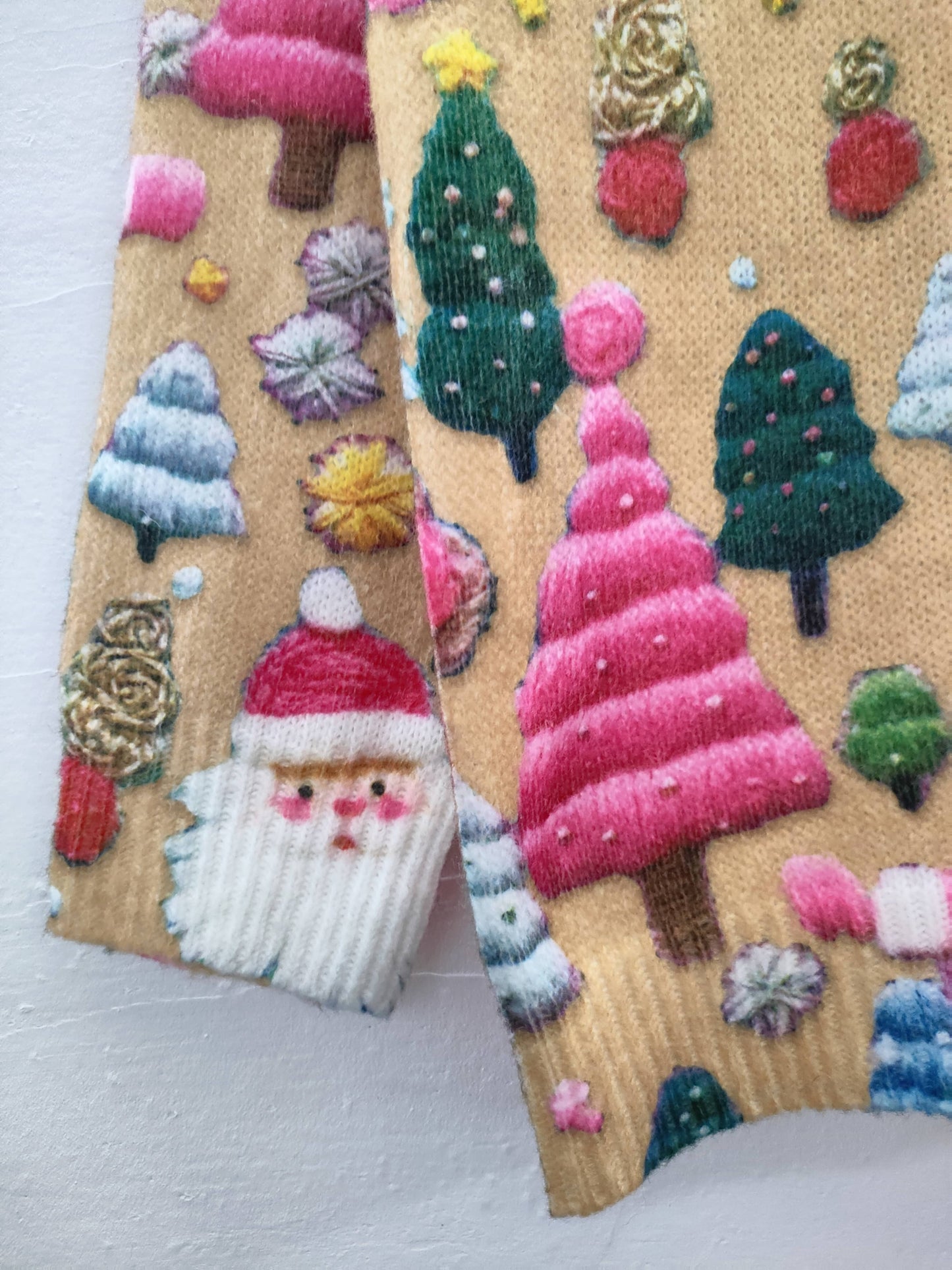 Cozy Christmas Tacky Sweater for Women with Crew Neck Long Sleeve Santa Print Oversized Knit Style