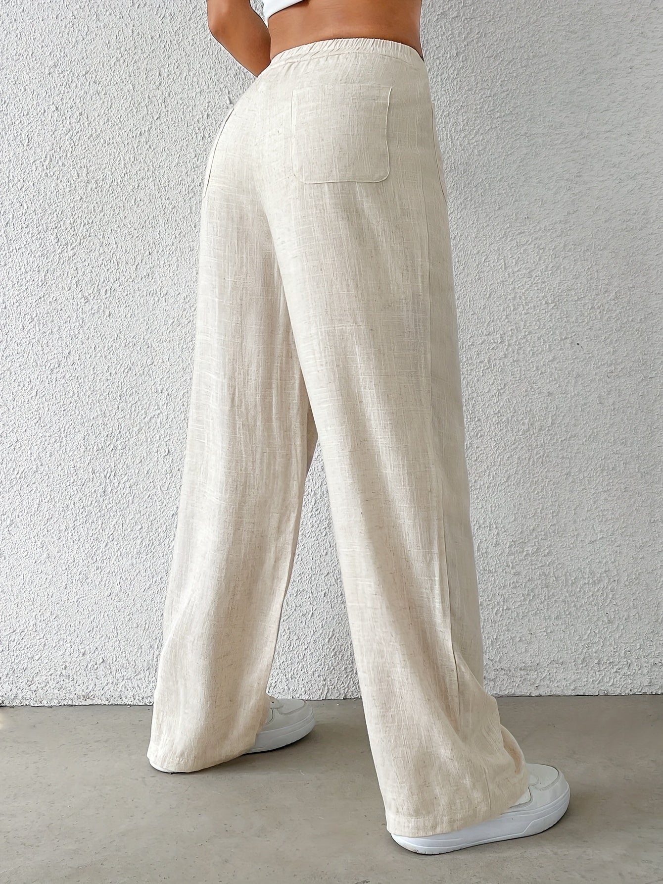 Effortless Linen Wide Leg Pants for Women with High Waist Flowing Relaxed Casual Style
