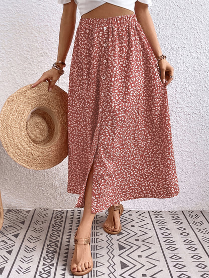 Vivian | Stylish Floral Midi Skirt for Women with Button Front Detail