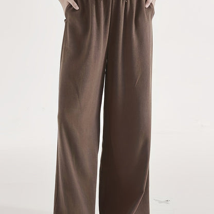Effortless Linen Wide Leg Pants for Women with High Waist Flowing Relaxed Casual Style