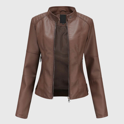 Effortless Leather Jacket for Women with Button Front Collared Oversized Shacket Style