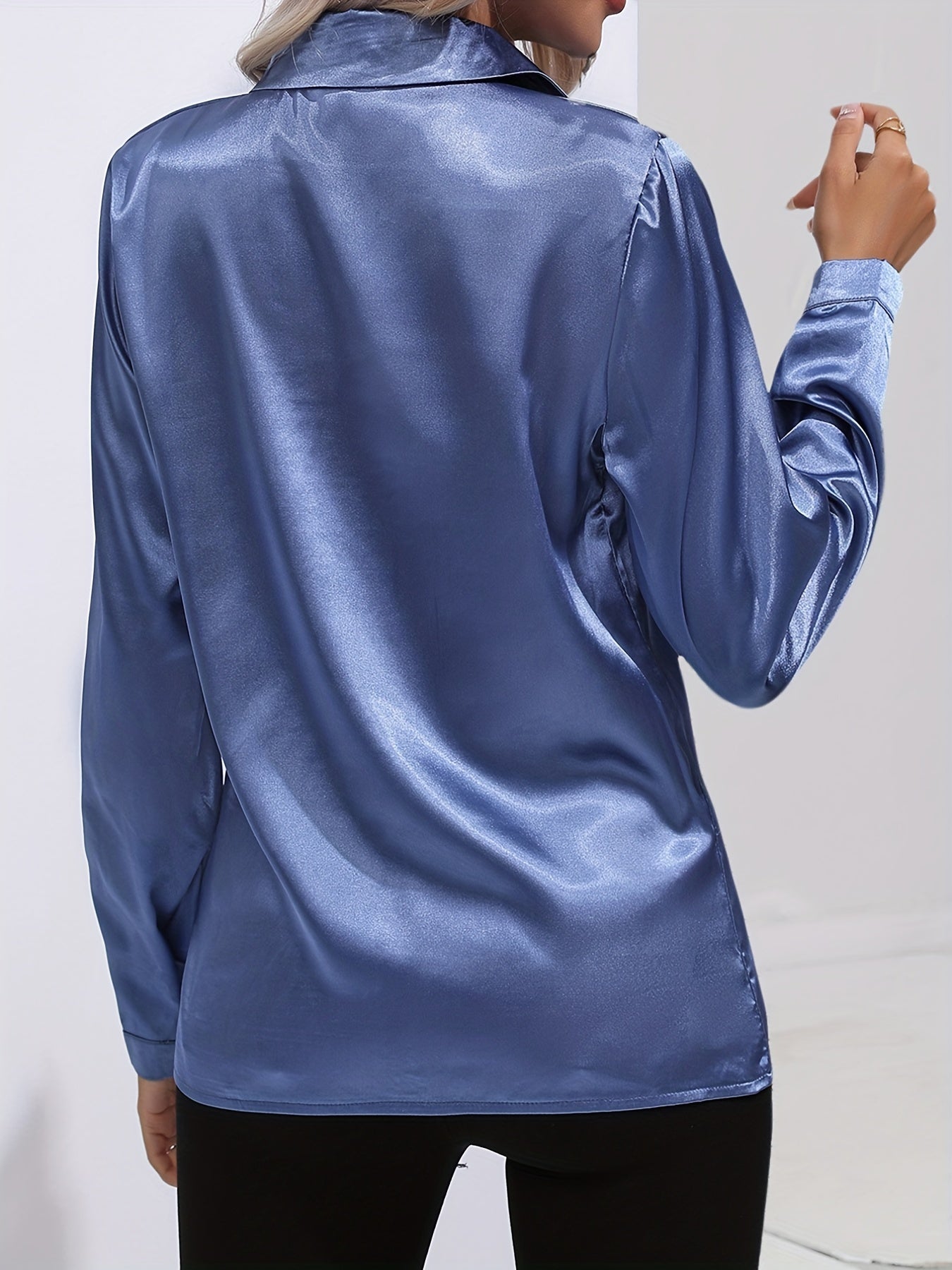 Donna | Women’s Button Down Long Sleeve Satin Blouses