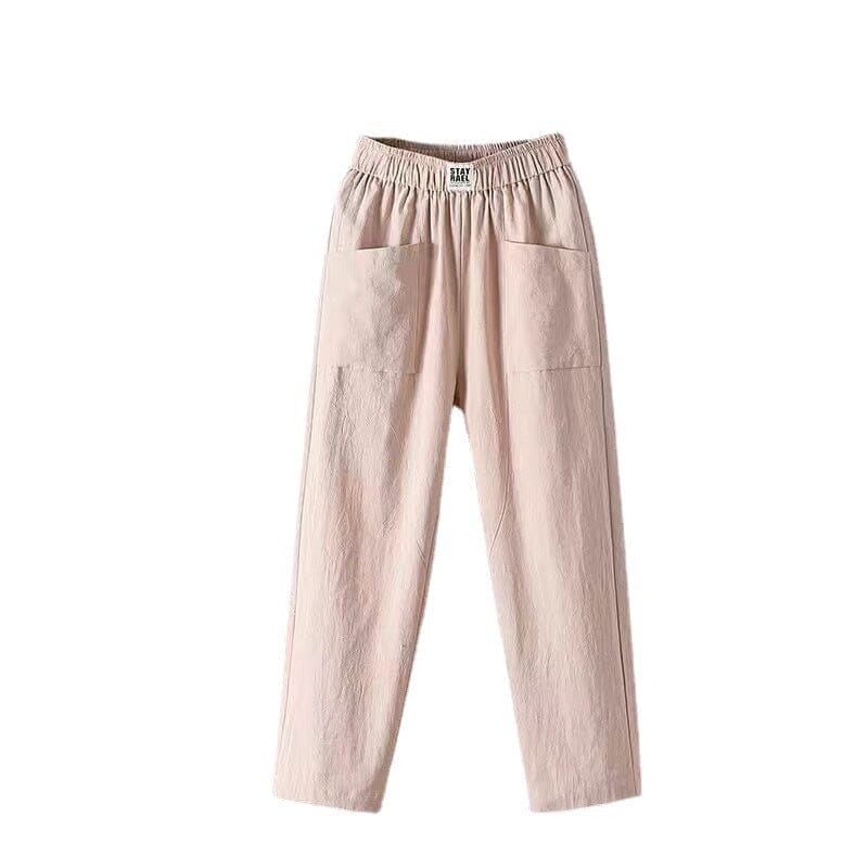 Effortless Linen Pants for Women with Elastic Waist Wide Leg Patch Pocket Relaxed Casual Style