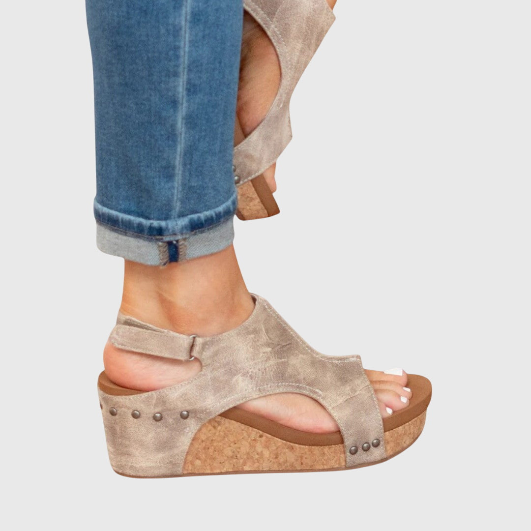 Comfortable Orthopedic Sandals for Women with Crossover Strap Cork Wedge Platform Open Toe Casual Style