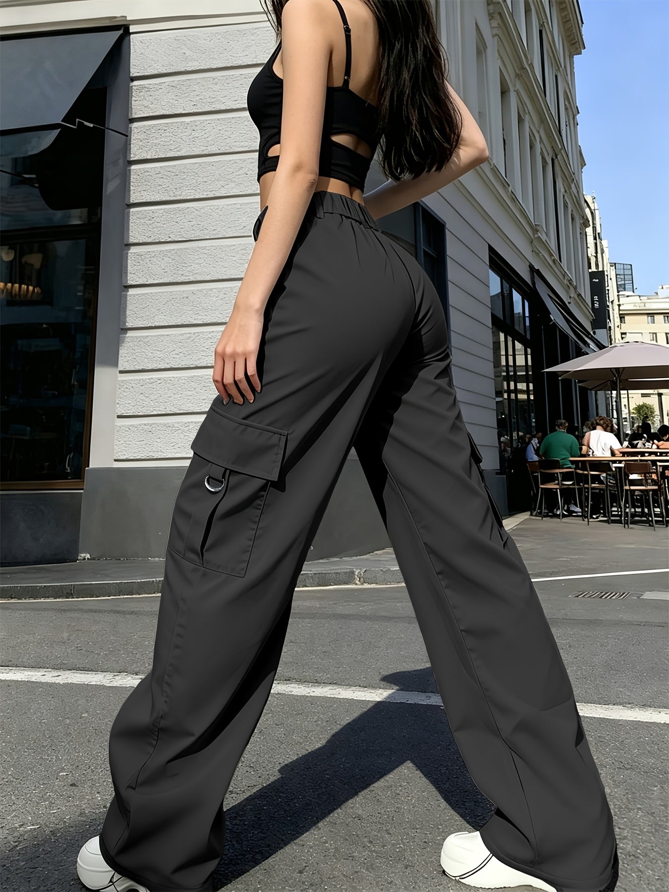 Effortless Cargo Pants for Women with High Waist Drawstring Wide Leg Relaxed Style