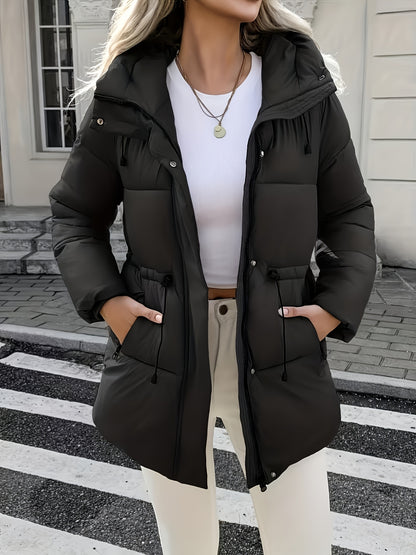 Cozy Quilted Bread Ski Jacket for Women with Stand Collar Loose Puffer Warm Winter Style