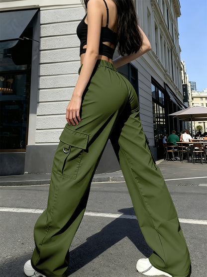 Effortless Cargo Pants for Women with High Waist Drawstring Wide Leg Relaxed Style