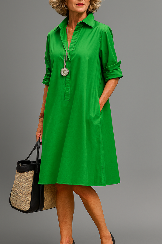 Harper | Elegant Green Dress for Women in A Line Casual Style