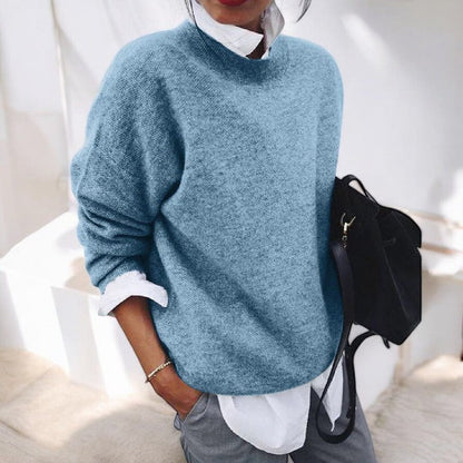 Comfortable Knit Sweater for Women with High Neck Long Sleeve Relaxed Oversized Style