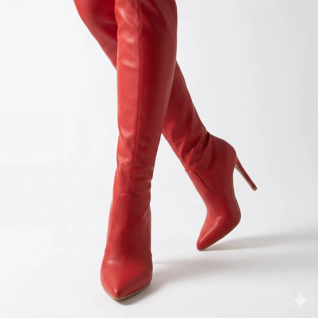 Sexy Over The Knee Boots for Women with Pointed Toe Stiletto Heel Thigh High Stretch Style