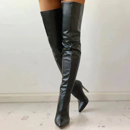 Sexy Over The Knee Boots for Women with Pointed Toe Stiletto Heel Thigh High Stretch Style