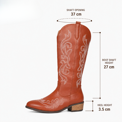 Stylish Embroidered Cowboy Boots for Women with Pointed Toe Stacked Heel Western Style