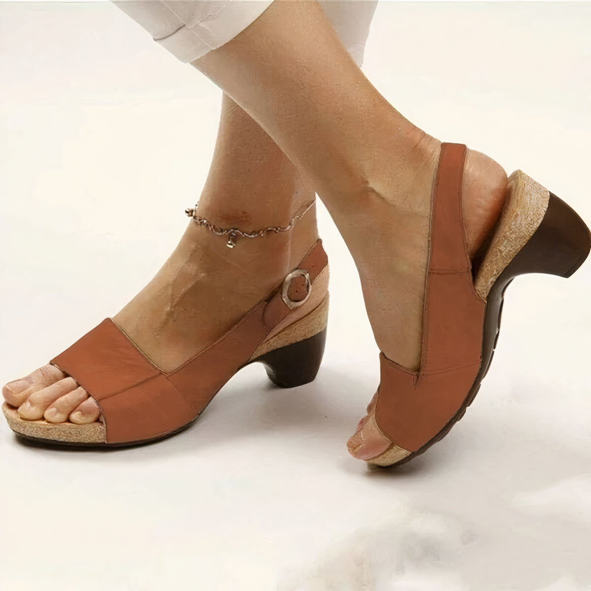 Comfortable Wedge Sandals for Women with Slingback Strap Peep Toe Casual Style
