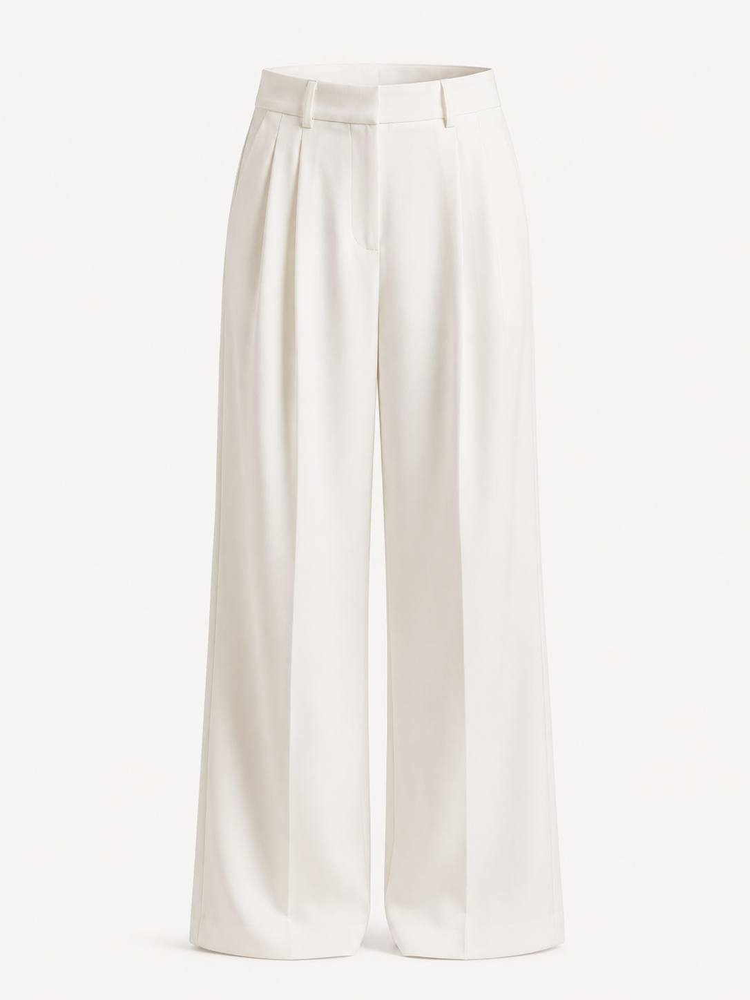 Elegant White Dress Pants for Women with High Waist Pleated Front Wide Leg Tailored Style