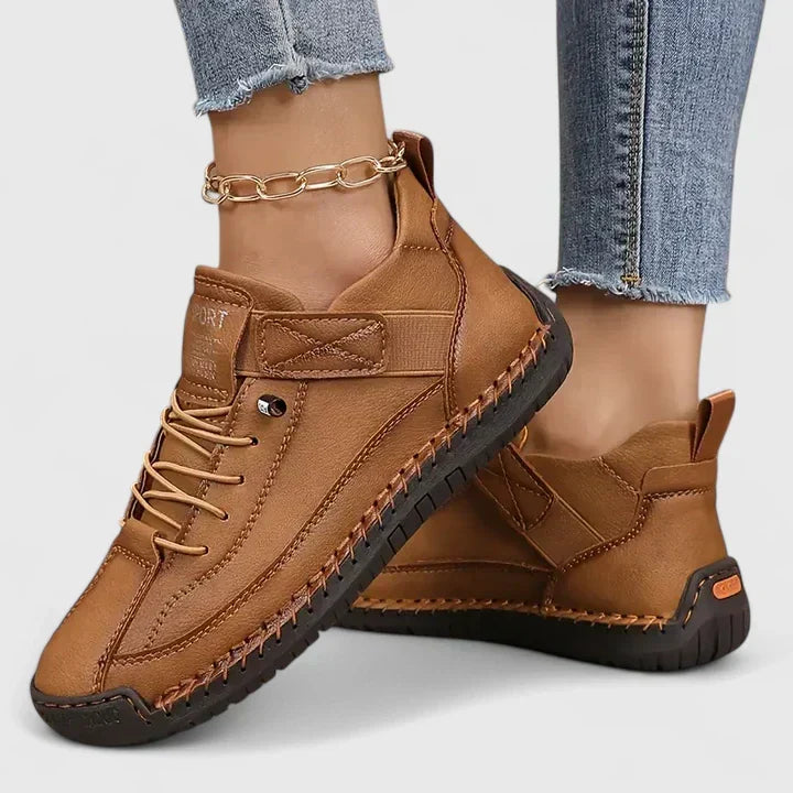 Comfortable Orthopedic Sneakers for Women with Lace Up Hand Stitched Cushioned Walking Style