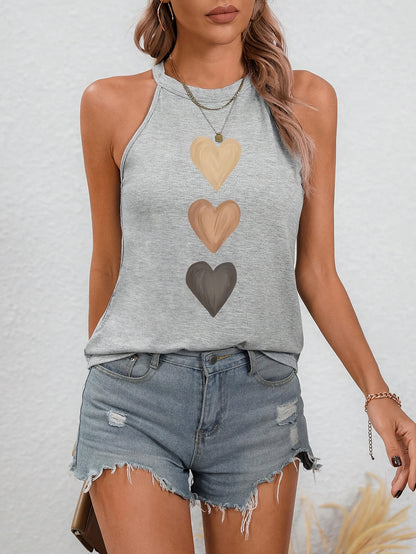 Stylish Blouses for Women with Halter Neck Gradient Heart Print Sleeveless Casual Summer Top Style