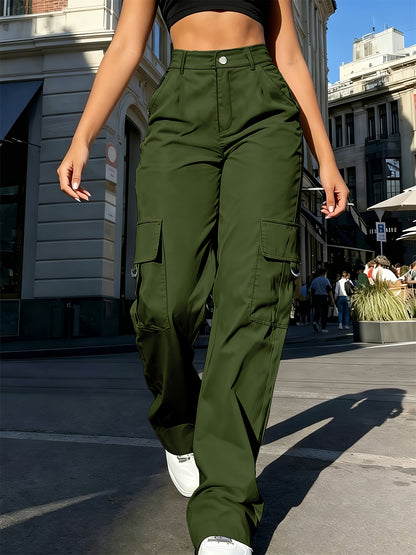 Effortless Cargo Pants for Women with High Waist Drawstring Wide Leg Relaxed Style