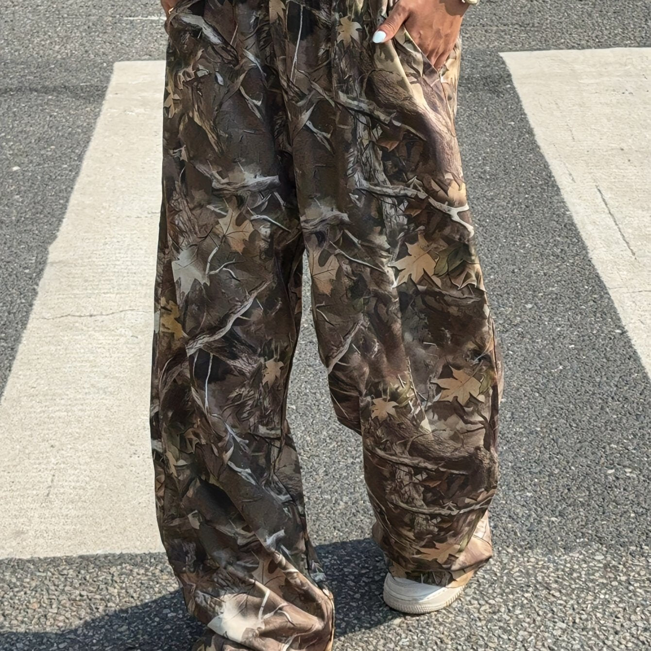 Effortless Camo Pants for Women with High Waist Wide Leg Relaxed Streetwear Style
