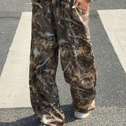 Effortless Camo Pants for Women with High Waist Wide Leg Relaxed Streetwear Style