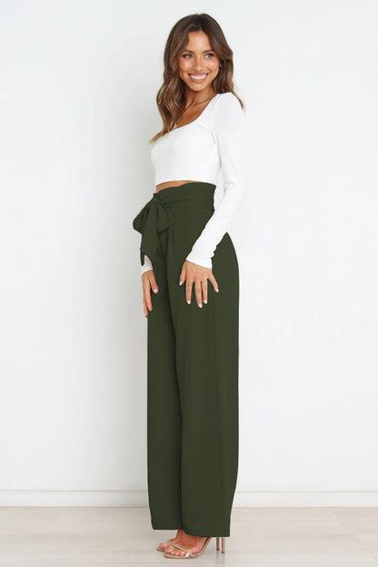 Effortless Wide Leg Pants for Women with High Waist Paperbag Belted Tapered Relaxed Style