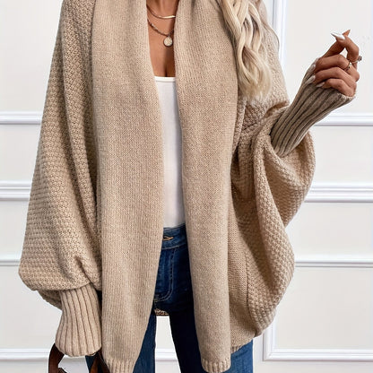 Comfortable Waterfall Knit Cardigan for Women with Shawl Collar Dolman Sleeve Oversized Relaxed Style