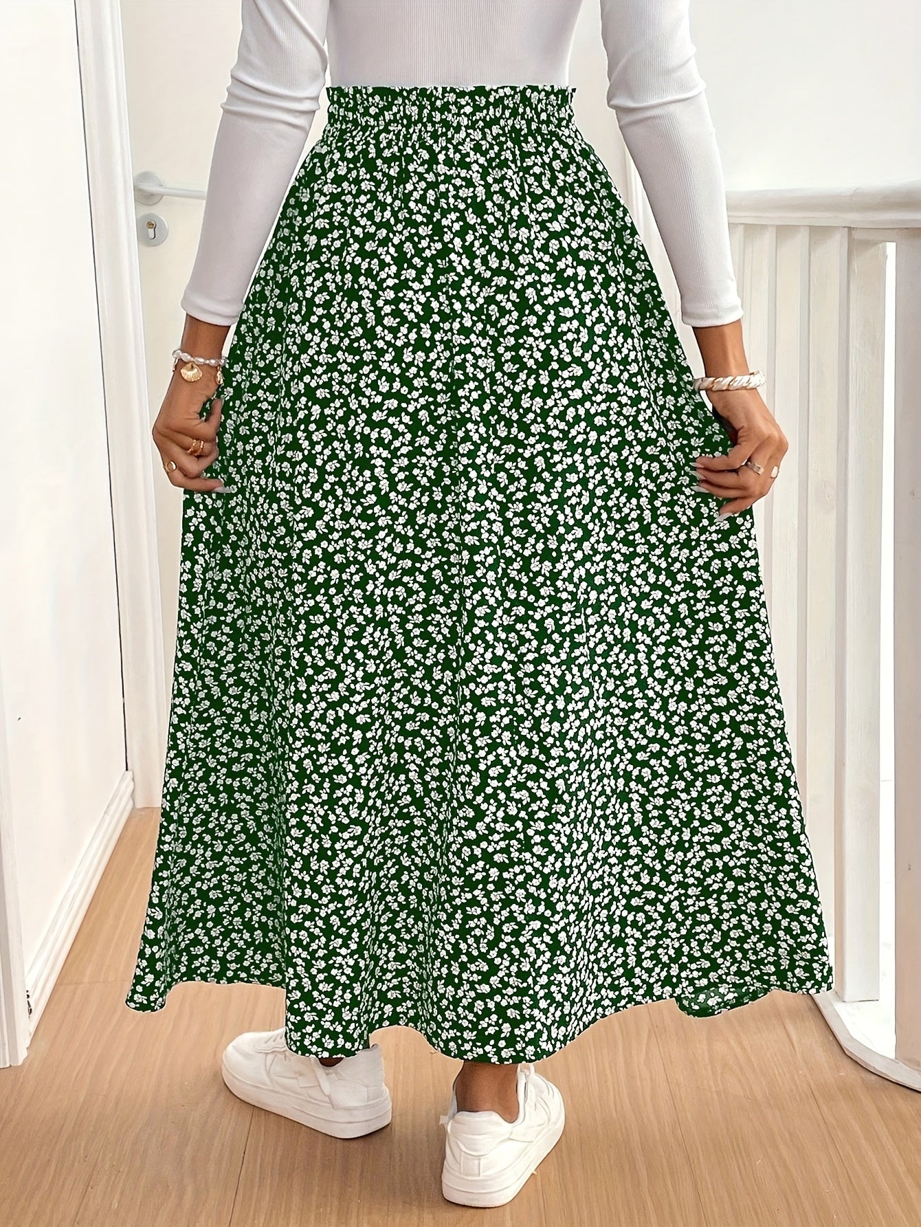 Fiona | Stylish Floral Maxi Skirt for Women with Side Slit Detail