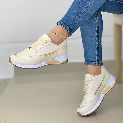Comfortable Sneakers for Women with Lace Up Platform Wedge Non Slip Walking Style
